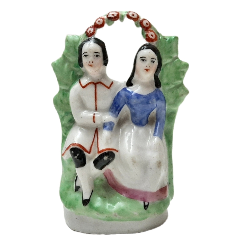 🍒 Antique Staffordshire England Victorian Figurine Courting Couple